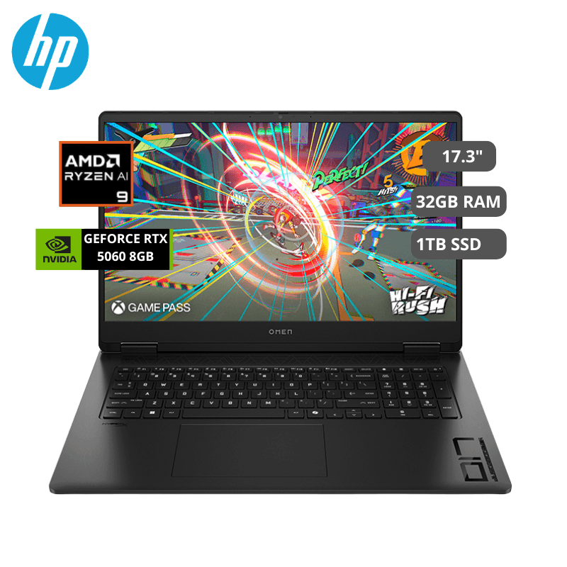 Laptop HP OMEN 17-DB1002LA AMD RYZEN AI 9 365 32GB DDR5 1TB SSD Nvidia RTX 5060 8GB 17.3" FHD 144HZ Freedos (CW4G9LA#ABM)